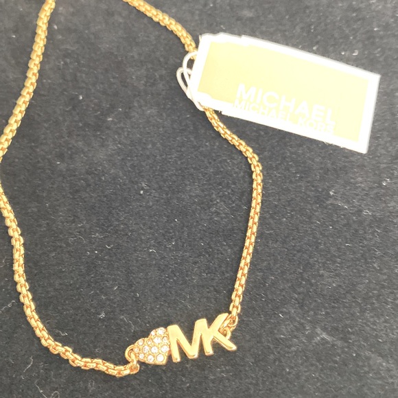 Michael Kors gold bolo slide bracelet with rhinestone heart NWT - Picture 3 of 9